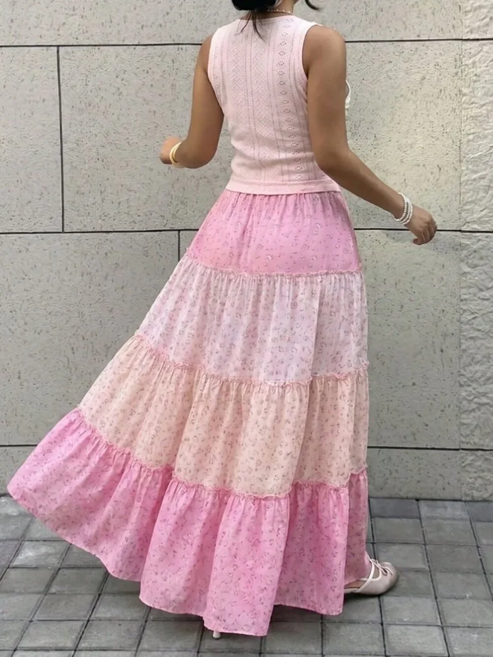 Multicolor Boho Women's Sleeveless Tank Top & Maxi Skirt Set